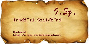 Irházi Szilárd névjegykártya